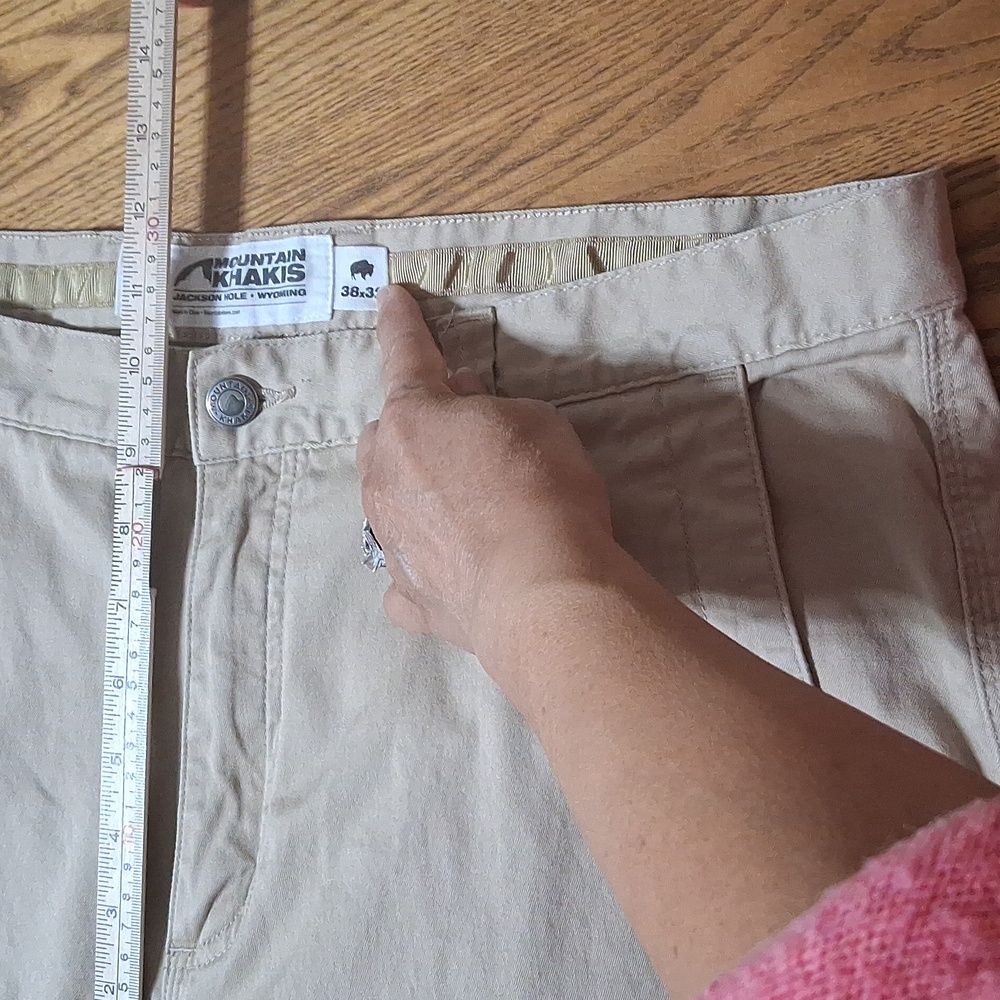 MOUNTAIN KHAKIS Pants Mens 38 X 32 Tan Beige RELAXED FIT Preowned Used - Picture 5 of 8